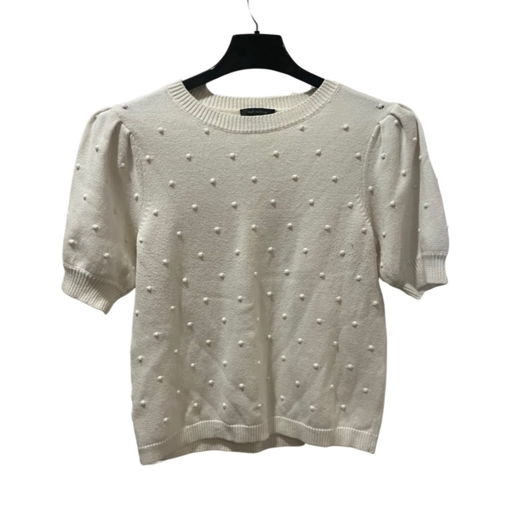 Ann Taylor short sleeve white bauble sweater